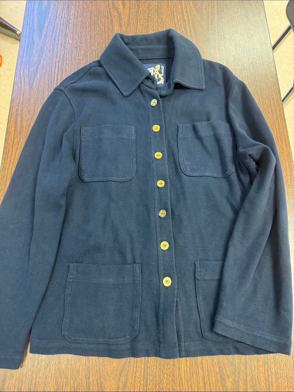 St. John Navy Polo with Gold Crest Embroidery